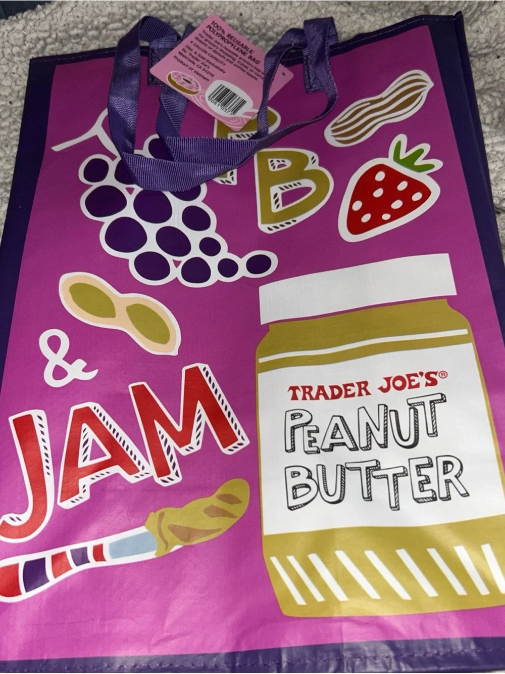 Trader Joe's COMFORT FOOD Reusable Shopping Grocery Tote Bag -Collect 'em All!